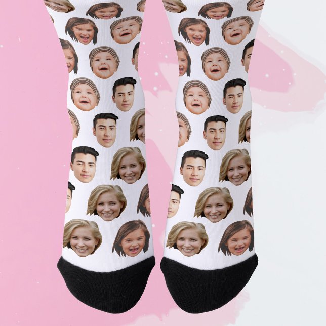 Chaussette Mignonne Visage Familial Personnalisé 4 Photos Cha (Créateur téléchargé)