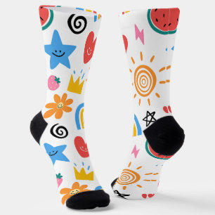 Chaussette Mignons gribouillages d'été - motif fantaisiste co