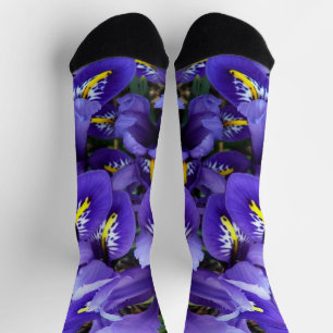 Chaussette Miniature Bleu Irises Printemps Floral
