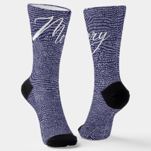 Chaussette Minimal Bleu Dessin à Main Joyeux Noël Fête