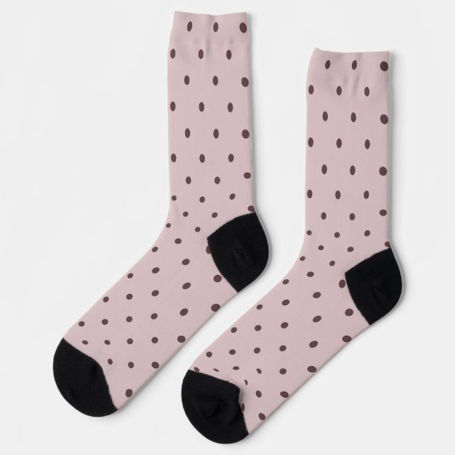 Chaussette Minimalist Cute Soft Light Pink Brown Polka Dots (Gauche)
