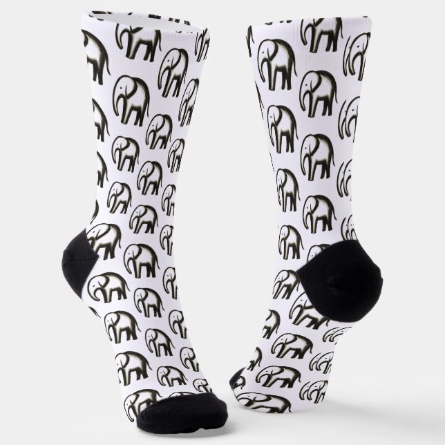 Chaussette Minimalist Elephant – Bold Ink Animal Design on  (Angulaire)