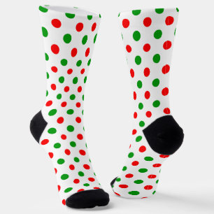 Chaussette Modèle à pois blancs rouges et verts