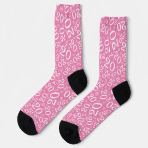 Chaussette Modèle de nombre aléatoire rose/blanc pour 20e ann