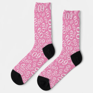Chaussette Modèle de nombre aléatoire rose/blanc pour 60e ann
