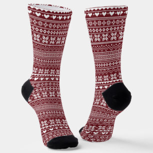 Chaussette Modèle de pull de Noël classique rouge