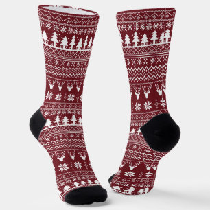 Chaussette Modèle de pull de Noël classique rouge pour renne
