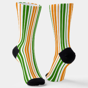 Chaussette Modèle de rayures verticales orange vert blanc