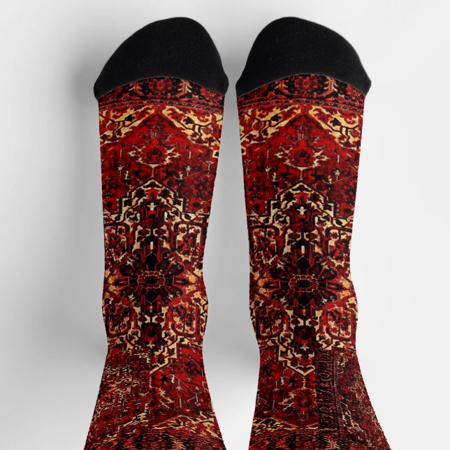 Chaussette Modèle de tapis oriental en rouge foncé (Haut)