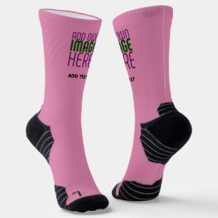 CHAUSSETTE MODELE DE TEXTE D'IMAGE ROSE CHAUD MIGNON ÉDITABLE