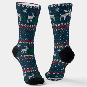 Chaussette Modèle de tricot de pull moche de Noël pour les fê