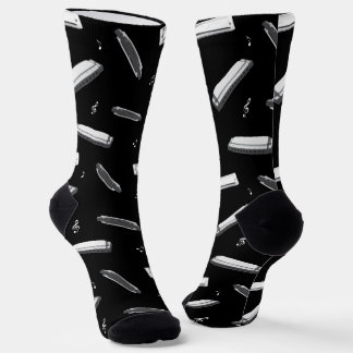 Chaussette Modèle d'harmonica sur fond noir
