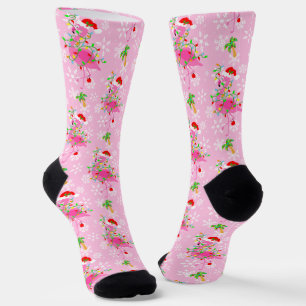 Chaussette Modèle Flamingo rose de Noël