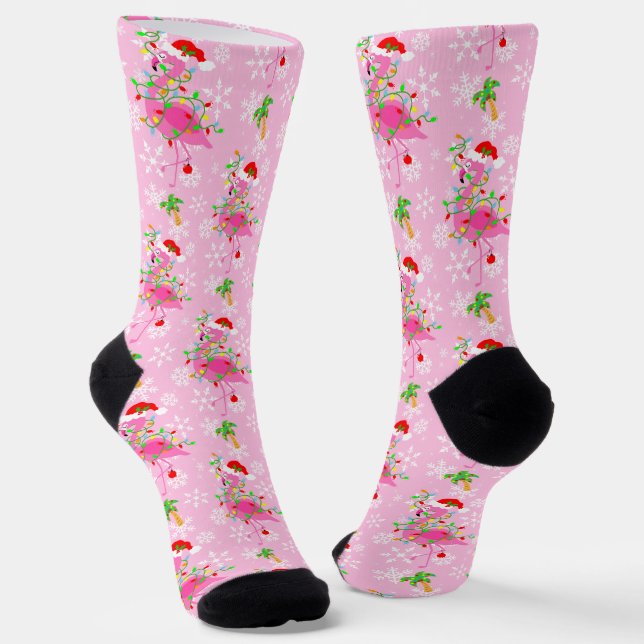 Chaussette Modèle Flamingo rose de Noël (Angulaire)