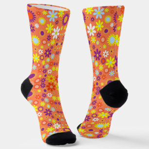Chaussette Modèle floral coloré * Couleur de corail