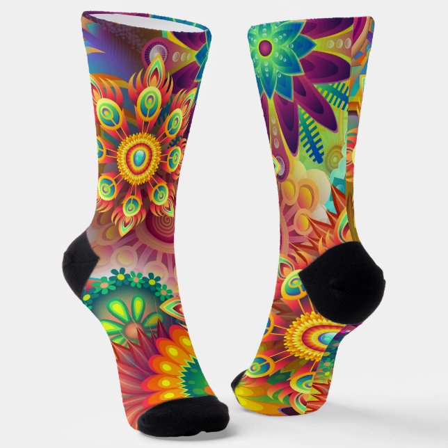 Chaussette Modèle floral psychédélique (Angulaire)