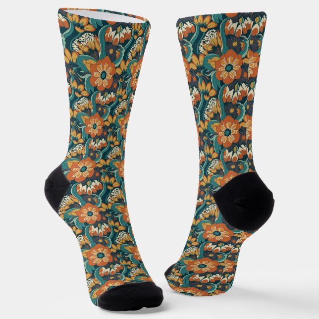 Chaussette Modèle floral rétro (Angulaire)