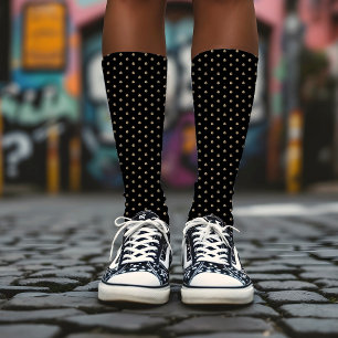 Chaussette Moderne Chic Pois Motif Luxe Or & Noir