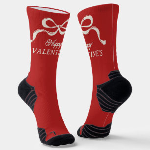 Chaussette Moderne HAPPY VALENTINES Bows Retro Rouge UNISEX