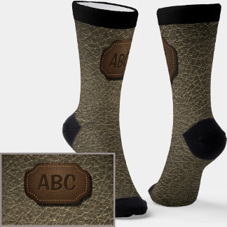 Chaussette Modifier les initiales, insigne en cuir look Brown