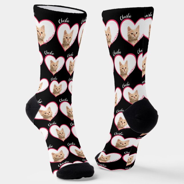 Chaussette Mon Coeur Appartient À Personnalisation Photo Et N (Angulaire)