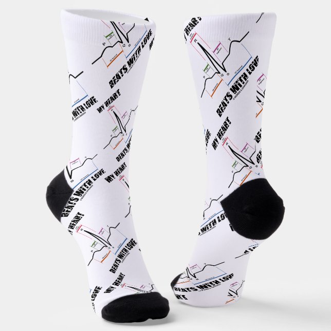 Chaussette Mon coeur bat avec l'électrocardiogramme d'amour E (Angulaire)
