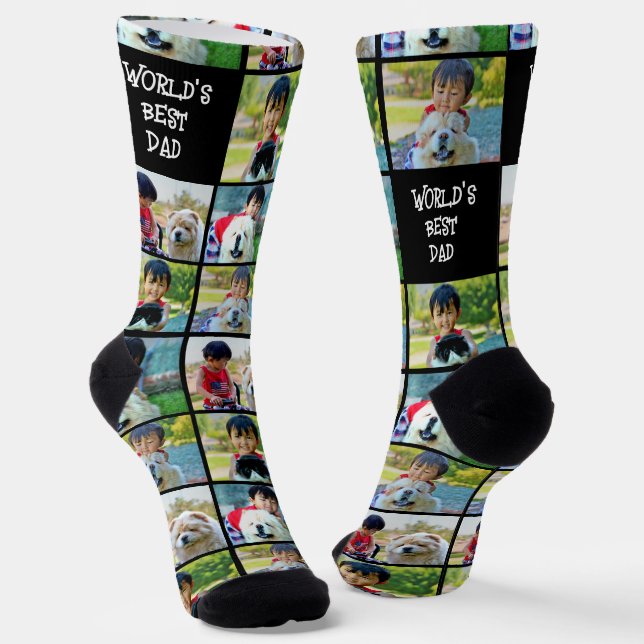 Chaussette Monde meilleur papa personnalisé 4 photo (Angulaire)