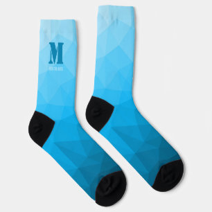 Chaussette Monogramme à motif géométrique en maille cyan bleu