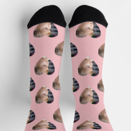 Chaussette Monogramme Coeurs roses Enfants Photo Visage perso