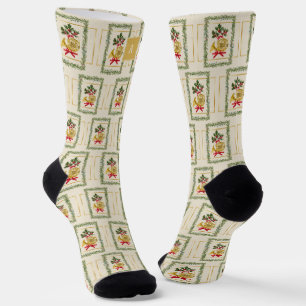 Chaussette Monogramme crème de Noël irlandais élégant cor d'h