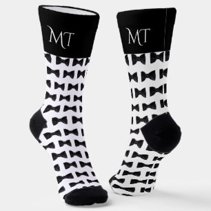 Chaussette Monogramme de mariage pour garçons d'honneur noir 