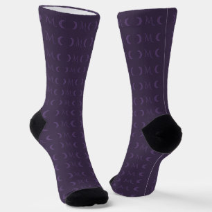 Chaussette Monogramme des lunes de croissant de violet poussi