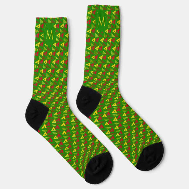 Chaussette Monogramme géométrique coloré (Droite)