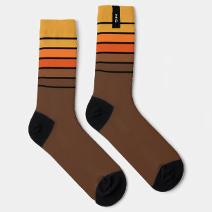 Chaussette Monogramme Initial Rayé Rétro Coloré