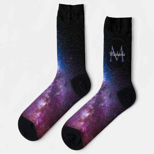 Chaussette Monogramme personnalisable à voie lactée (Gauche)
