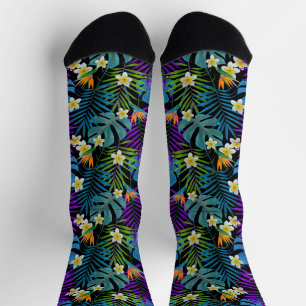 Chaussette Monstera Palm Trees Plumeria Strelitzia