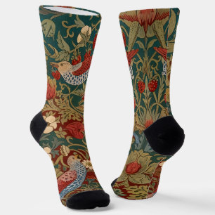Chaussette Morris Voleur de Fraises Vert Turquoise Rouge Art