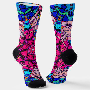 Chaussette Mosaic rose Mandala Floral Psychédélique Rétro