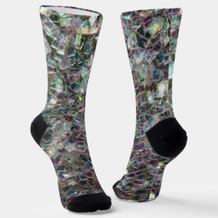 Chaussette Mosaïque gris argent scintillant faux brillant