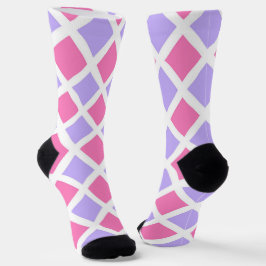 Chaussette Motif à carreaux diamant rose violet