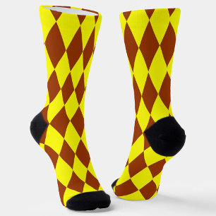 Chaussette Motif à carreaux Harlequin jaune marron