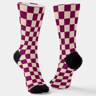 Chaussette Motif à carreaux marron et beige