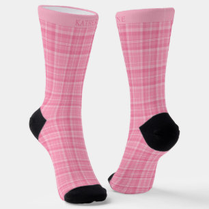 Chaussette Motif à carreaux rose foncé rose clair personnalis