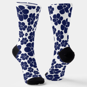 Chaussette Motif à fleurs - Bleu et Blanc