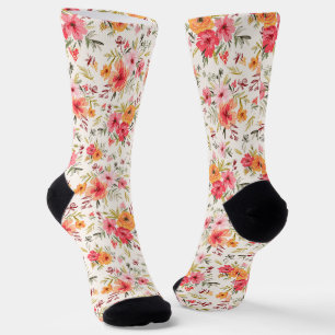 Chaussette Motif à fleurs Orange Doodle Garden