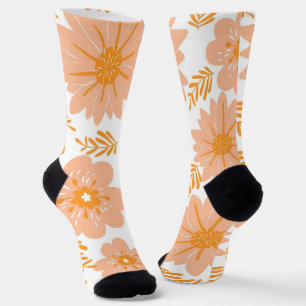 Chaussette Motif à fleurs orange Fuzz Vintage rétro
