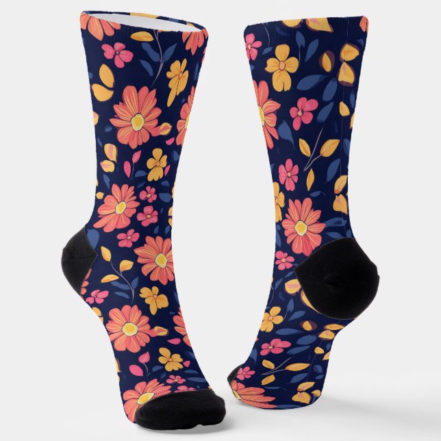 Chaussette Motif à fleurs rétro (Angulaire)
