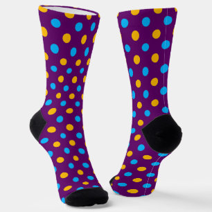 Chaussette Motif à pois jaunes bleus violets