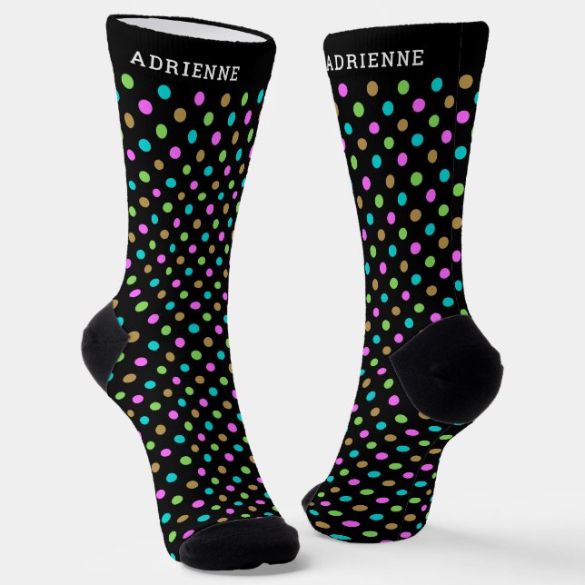 Chaussette Motif à pois simple personnalisé noir (Angulaire)