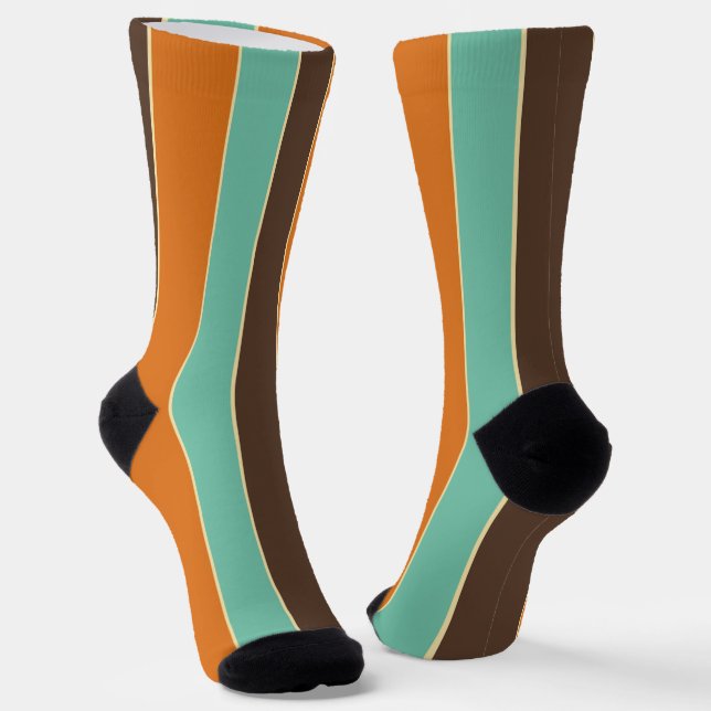 Chaussette Motif à rayures vert, noir et orange (Angulaire)